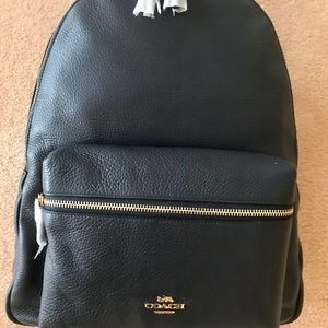 NWT Navy Blue Coach Leather Backpack